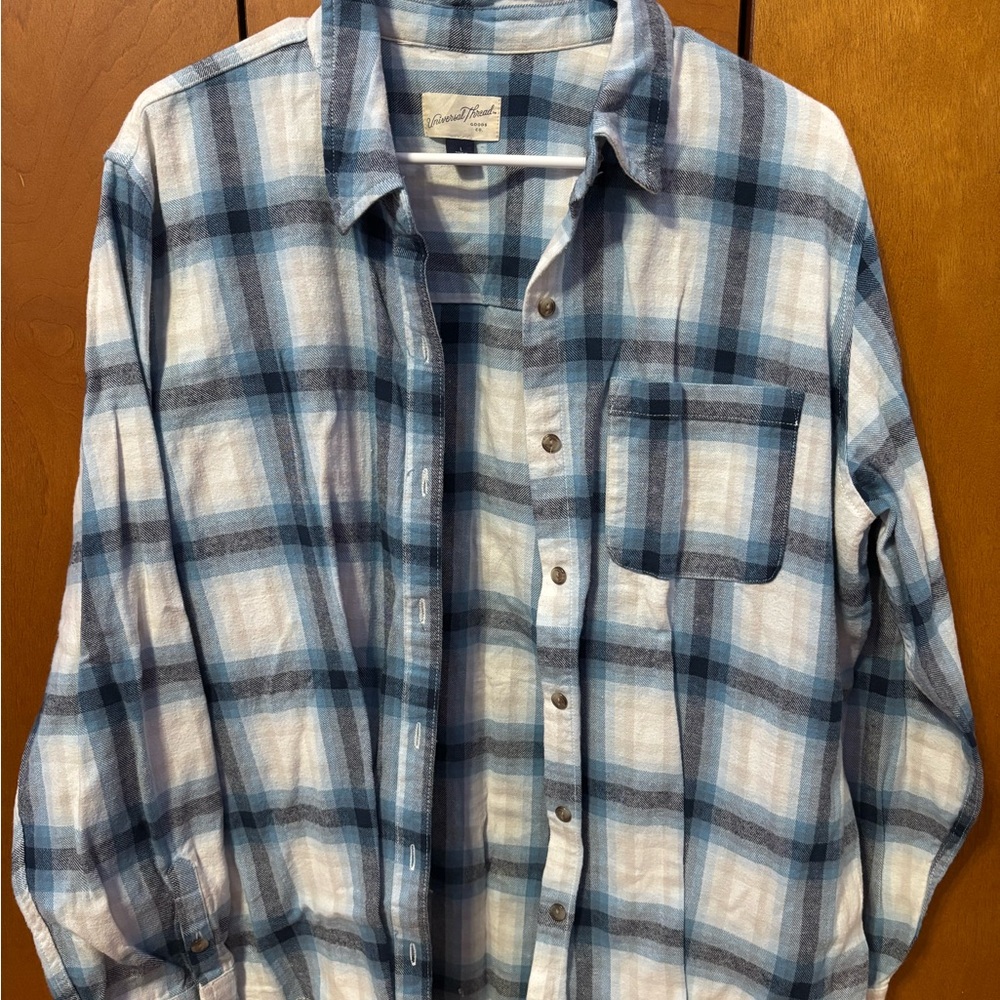 Universal Thread Blue and White Plaid Men's Shirt